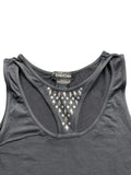 Black Rhinestone Detail Tank Top (M)