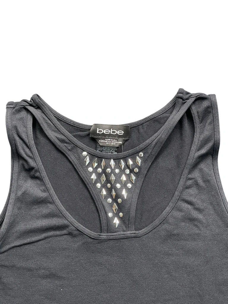 Black Rhinestone Detail Tank Top (M)