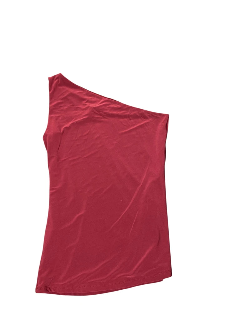 Burgundy One Shoulder Lace Trim Top (M)