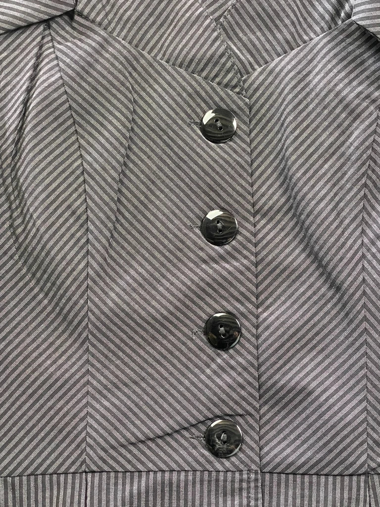 Black Pinstripe Fitted Vest Top with Statement Buttons (S)