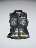 Samtec Plaid Patchwork Denim Vest Women (M)