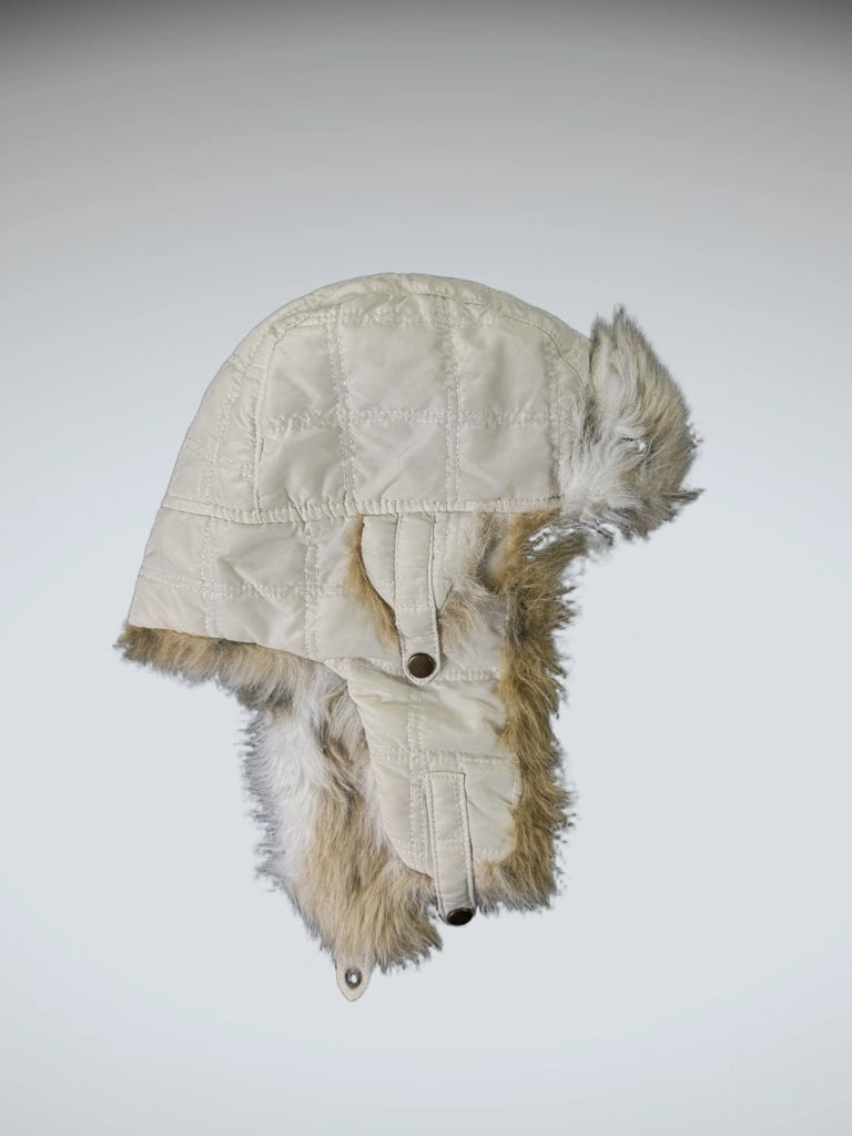 Vintage Quilted White Russian Trapper Hat (ONESIZE)
