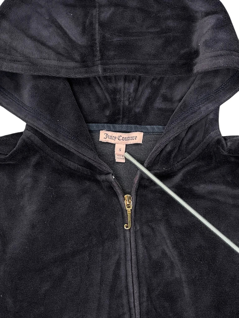 Black Juicy Couture Velour Hoodie with Glitter Back Logo (S)