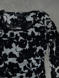 flower black and white blouse