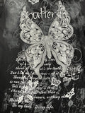 Black Y2K Butterfly Graphic Tee with Rhinestone Detail (M)