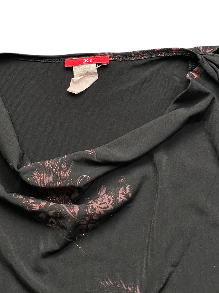 Black Japanese Floral Drape Top (S)