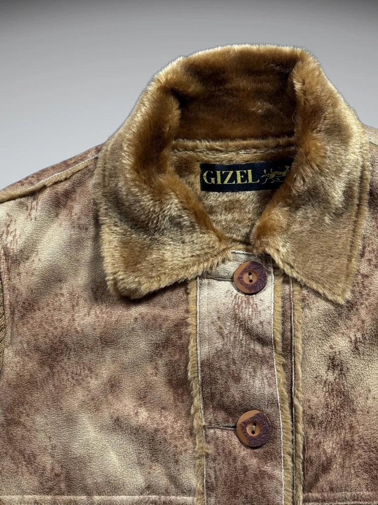 Vintage Brown Acrylic Coat Women (M)