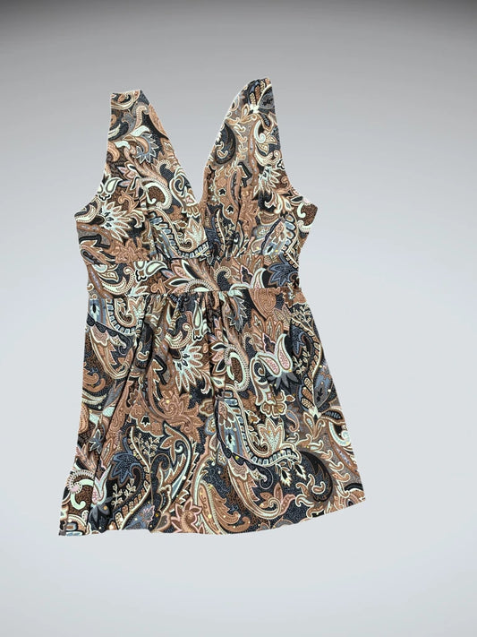 Midnight Paisley Wrap Top (S)