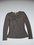 Minimal Knot-Front Long Sleeve Top in Black (S)
