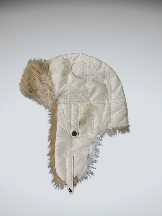 Vintage Quilted White Russian Trapper Hat (ONESIZE)