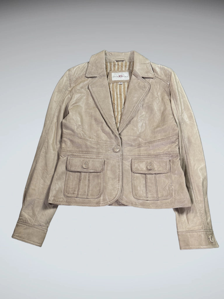 Selections Beige Genuine Leather Blazer Women (M)