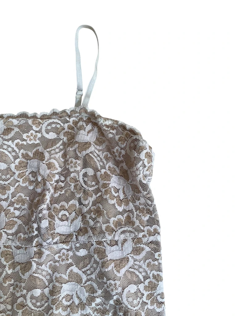 beige bloom – sheer lace cami (L)