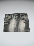Grey Washed Vintage Denim Skirt with Rhinestone Detail (M)
