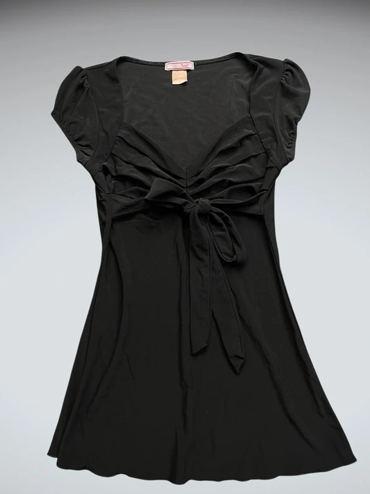 Black Tie Front Cap Sleeve Top (M)