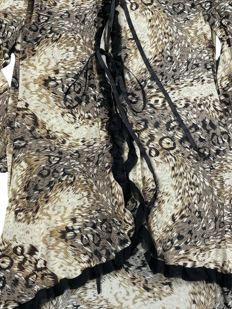 Animal Print Earth Tone Ruffle Dress (S)