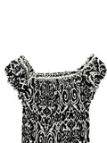 Black White Paisley Off-Shoulder Boho Top (S)