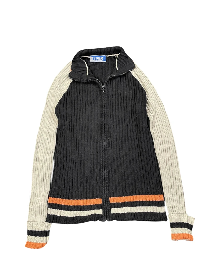 Diss Black Full-Zip Ribbed Sweater (M)