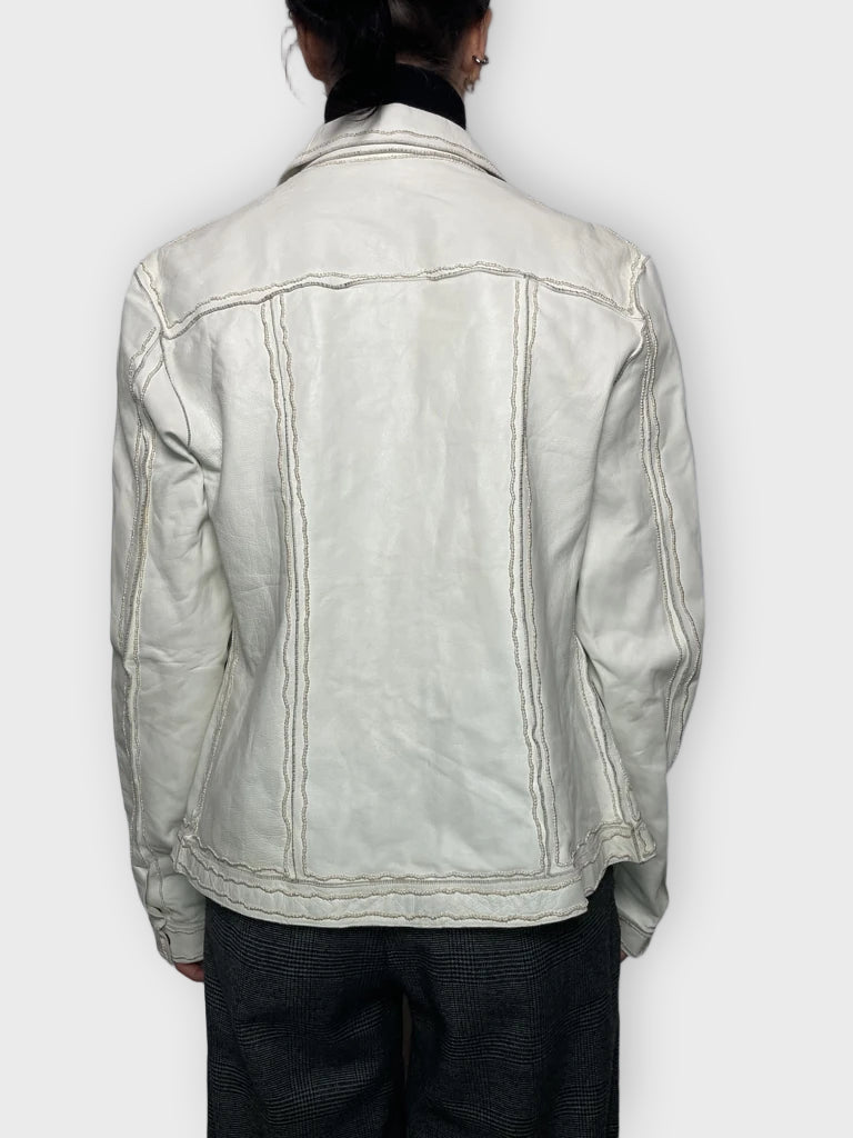 White Leather Jacket (M)