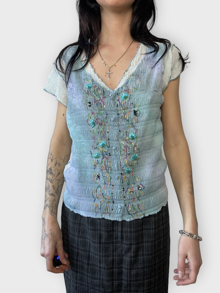Flower Turquoise Top (L)
