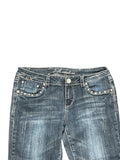 Light Blue Bootcut Jeans with Crystal Stud Details (L)