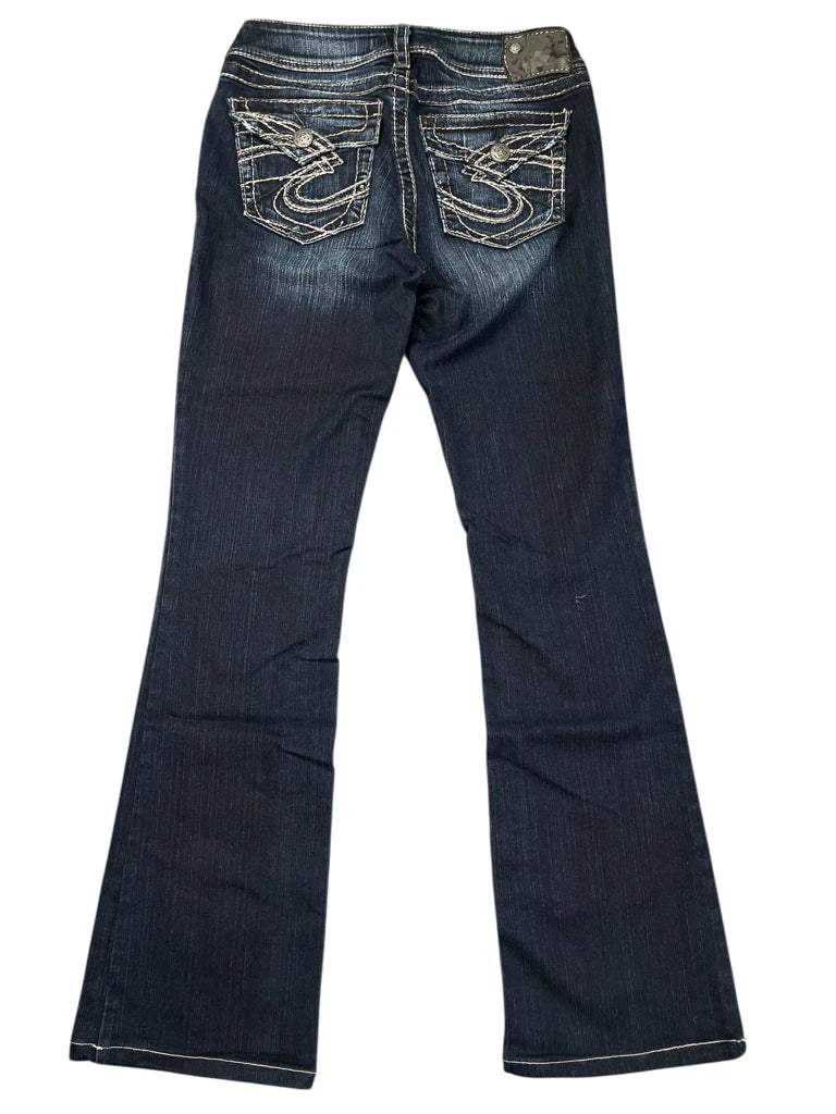 Dark Wash Bootcut Jeans with Contrast Stitching (S)