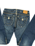 Dark Blue Flare Jeans with Yellow Stitching (S)