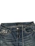 Light Wash Straight-Leg Jeans with Studded Pockets (M)