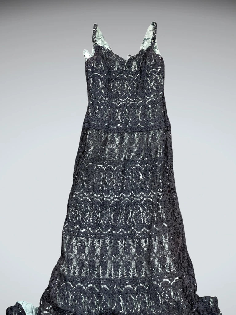 Blue Lace Maxi Evening Dress (XS)