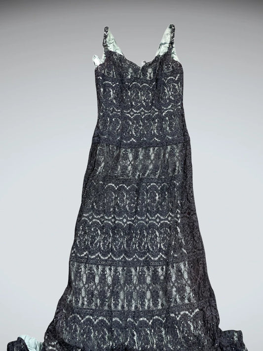 Blue Lace Maxi Evening Dress (XS)