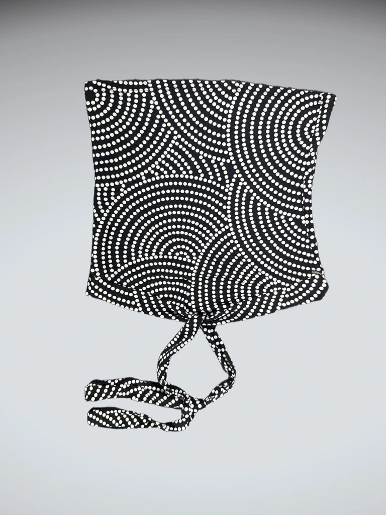Y2K Op-Art Black & White Tie Top (M)