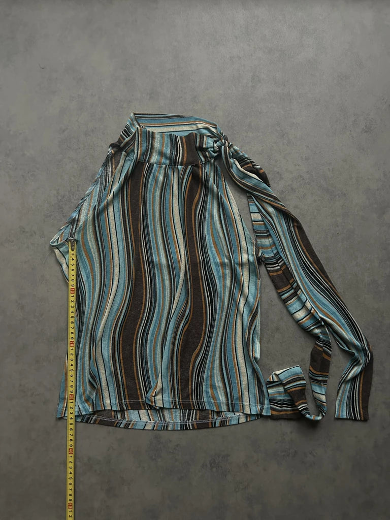 Y2k striped blue top
