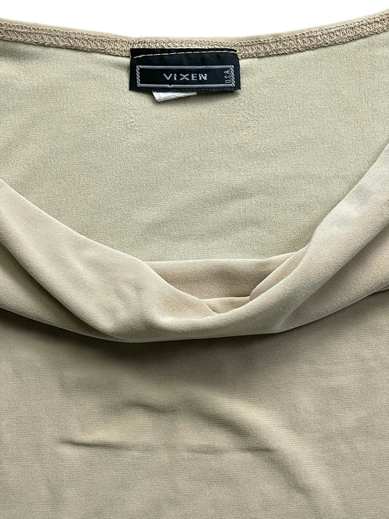 Beige Minimalist String Sleeve Top (S)