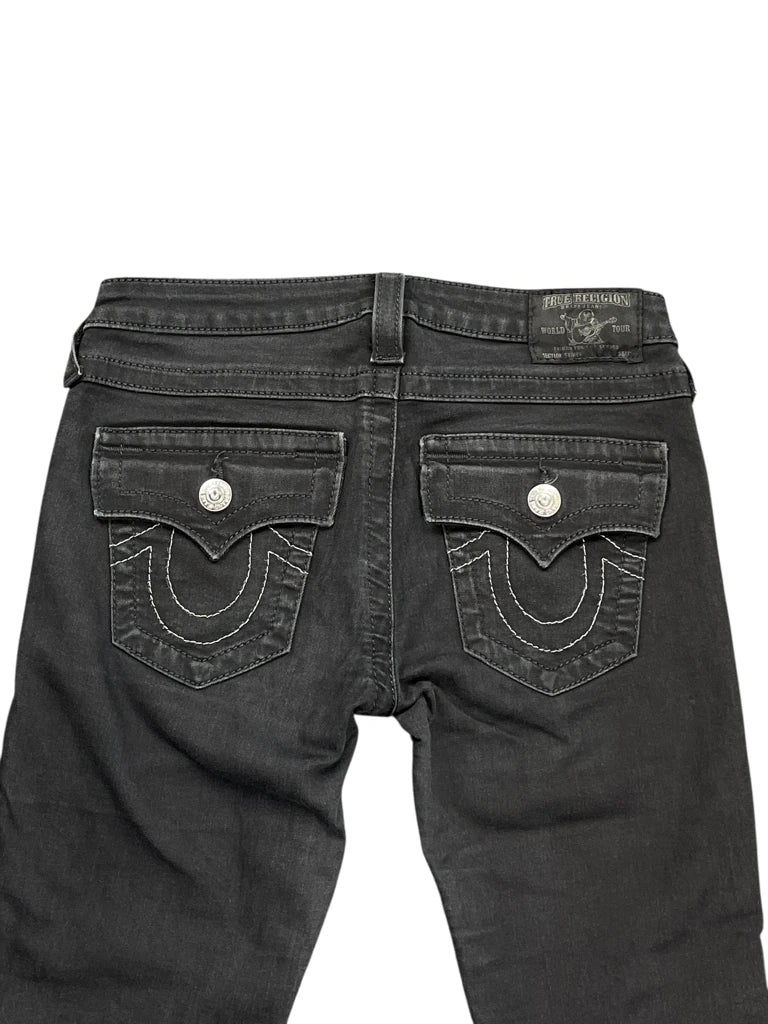 Black Slim-Fit Jeans with Flap Pockets (S)