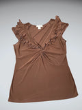 Brown Ruffle Detail Blouse (M)