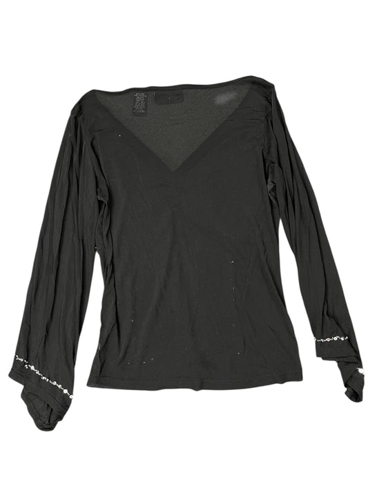 Y2K Rhinestone Embellished Black Top (XS)