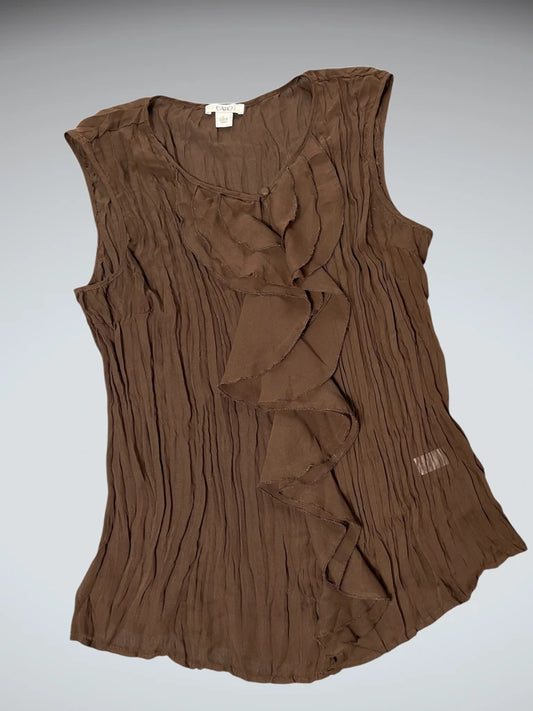 Chocolate Chiffon Ruffle Top (L)