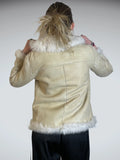 Leather jacket with faux fur