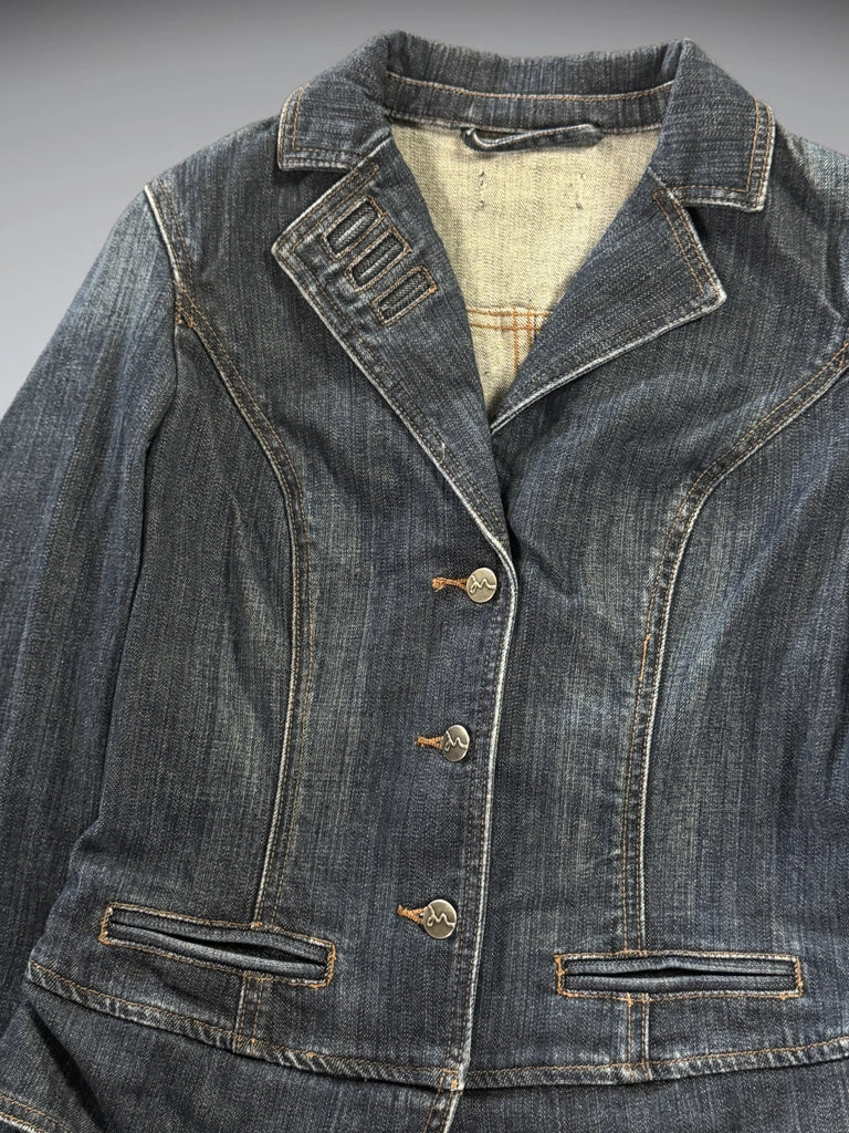 Dark Wash Denim Blazer Jacket Women (M)