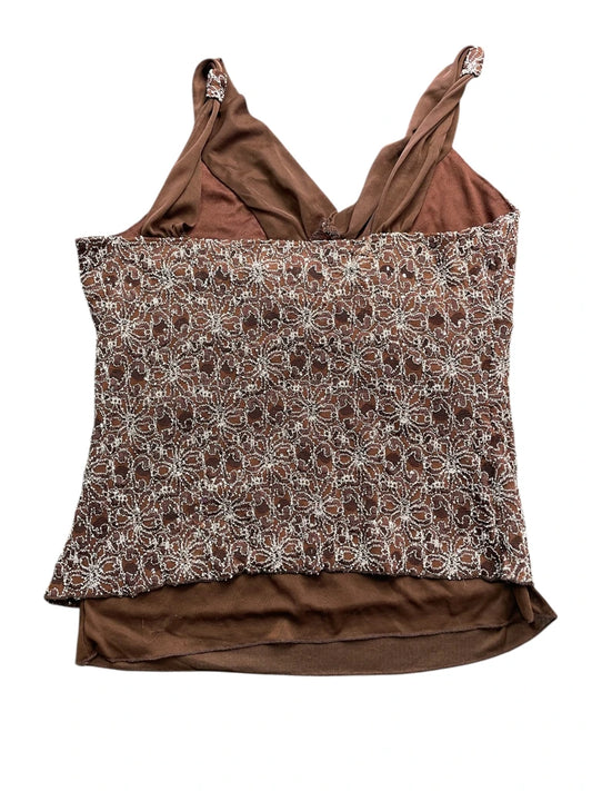 Brown Shimmer Lace Overlay Top (M)
