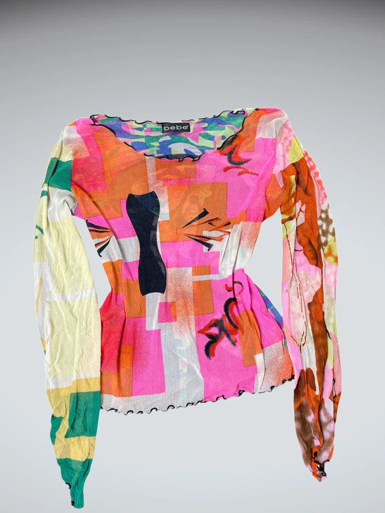 Y2K Mesh Graphic Top (M)