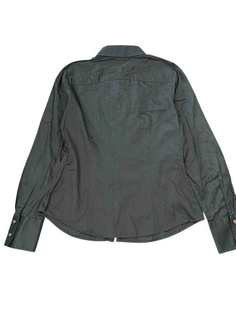 Ann Taylor Black Ruffle Front Blouse (M)