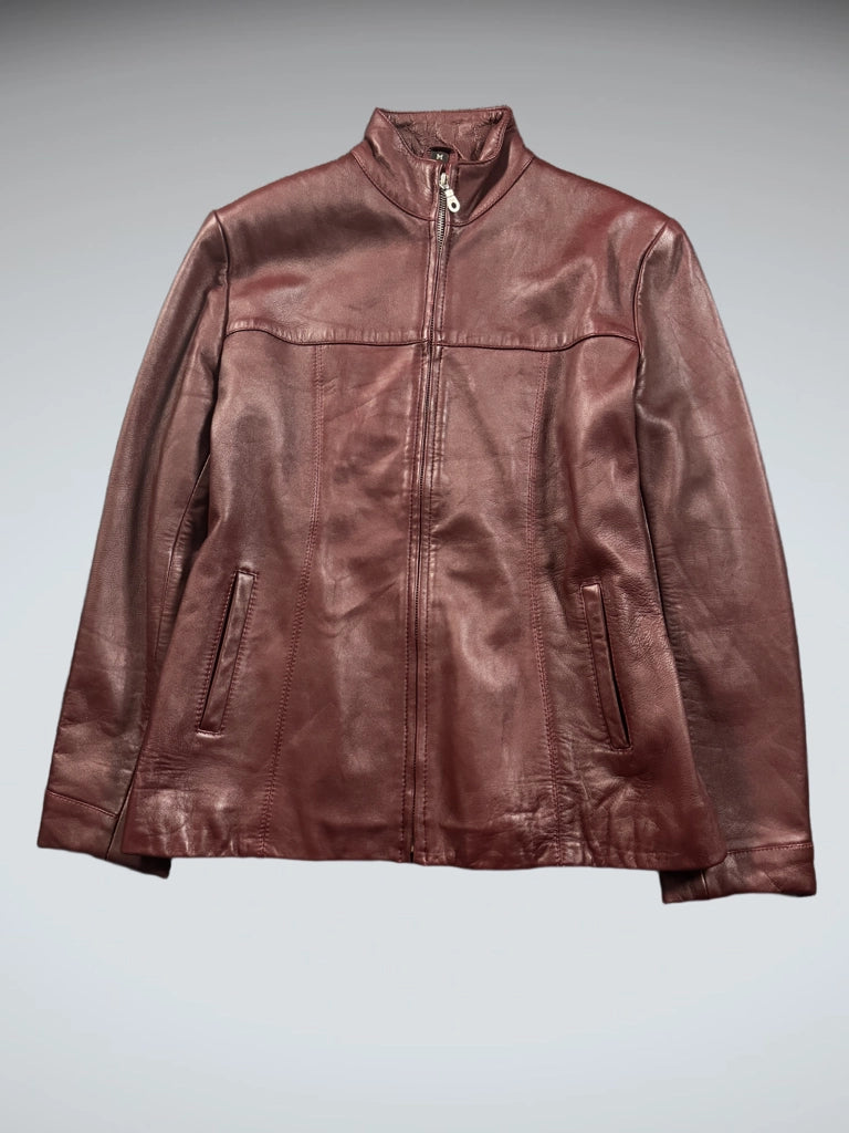 Burgundy Genuine Leather Jacket (M)