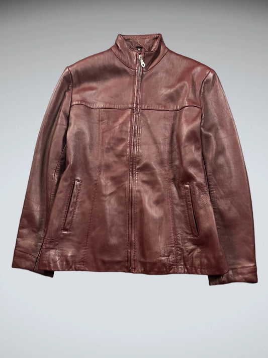Burgundy Genuine Leather Jacket (M)