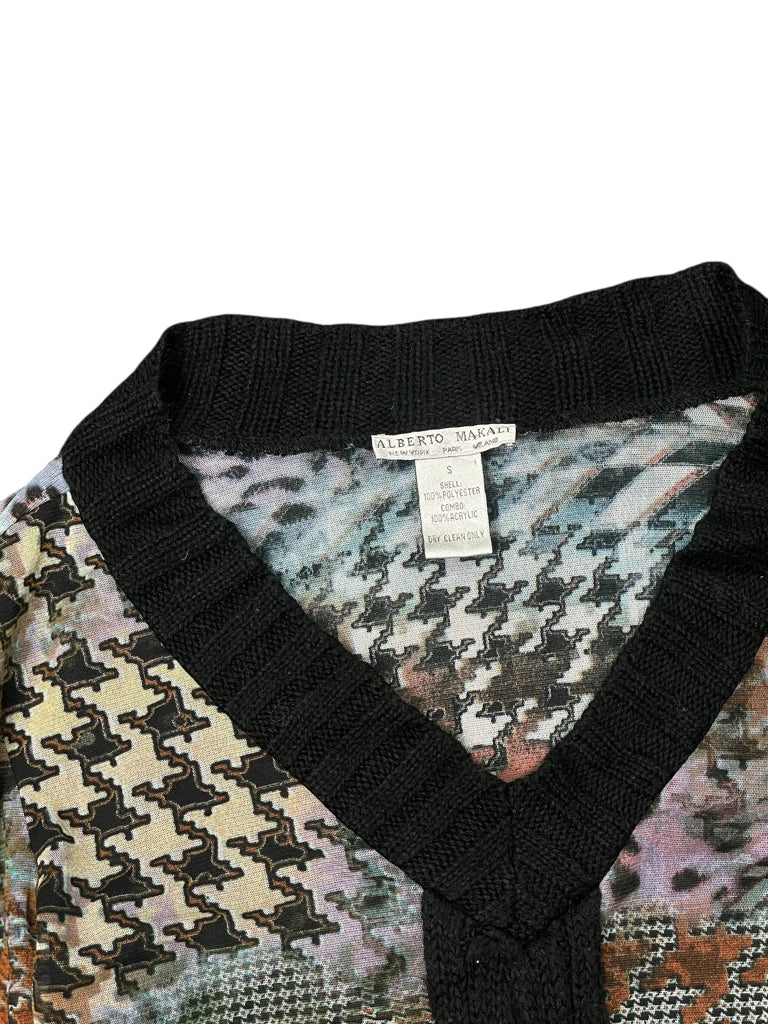 Alberto Makkali multicolor abstract v-neck top (S)