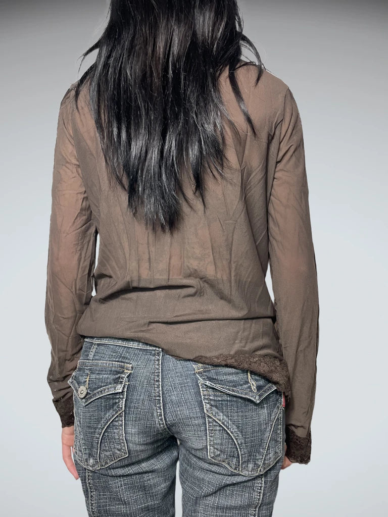 brown lace blouse