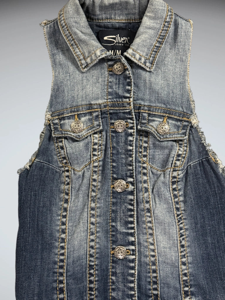 Silver Jeans Classic Blue Denim Vest Women (M)