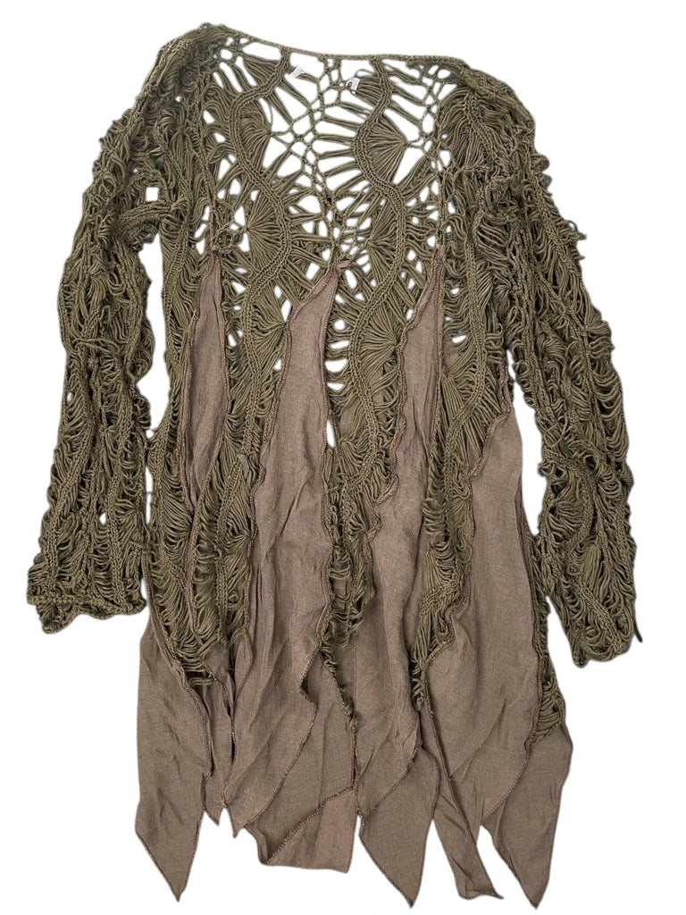 Sheer Brown Distressed Mesh Top (S)