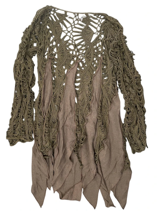 Sheer Brown Distressed Mesh Top (S)