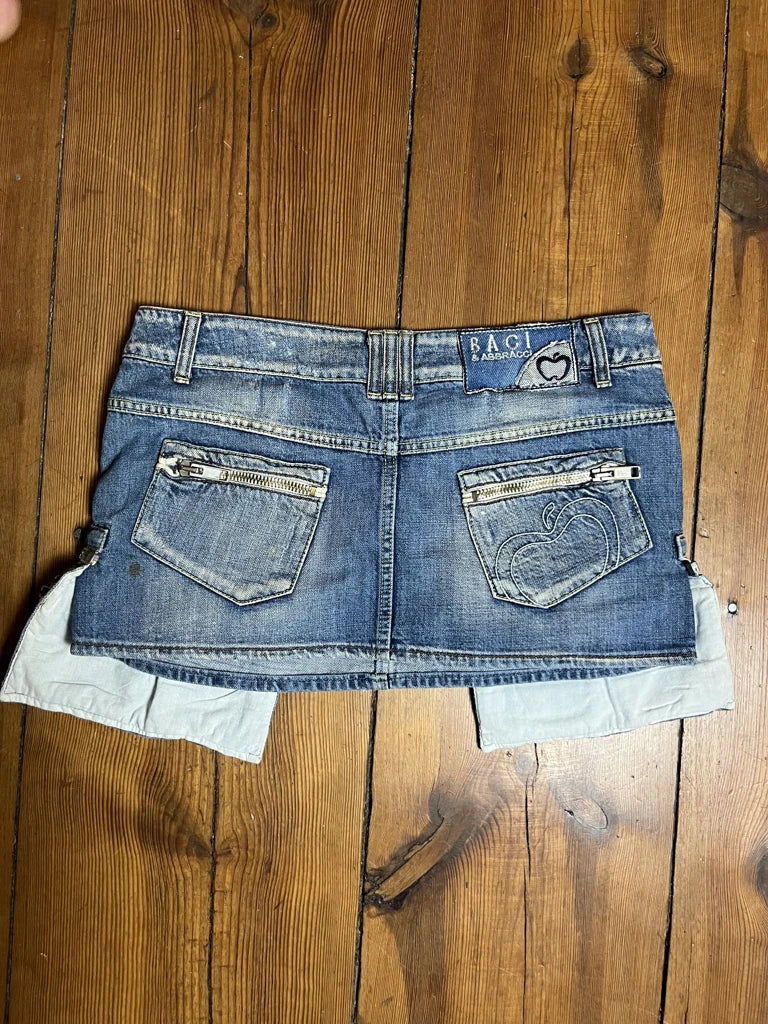 Blue Denim Skirt with Bags