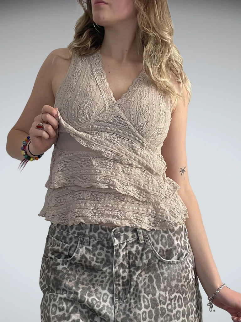 Softcore – Nude Crochet Sleeveless (S)